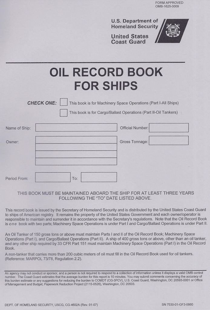 Oil Record Books Oil Log Books Oil Record Book Amnautical