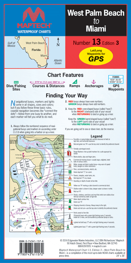 Florida: West Palm Beach to Miami Waterproof Chart, 3rd Edition