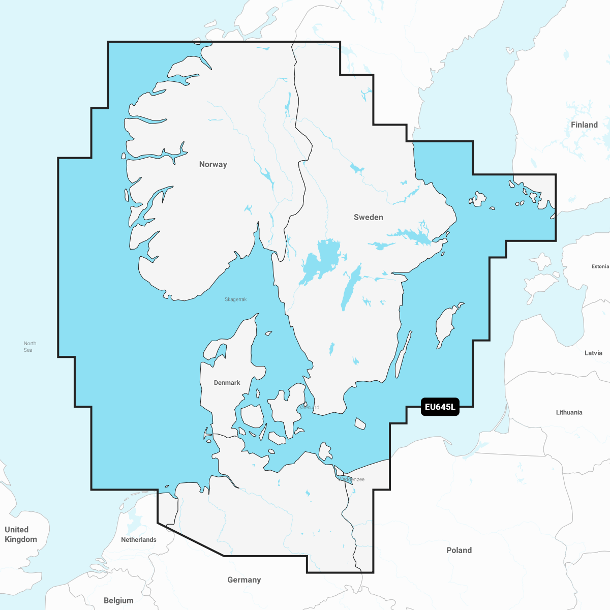 GARMIN NAVIONICS+ CHART EU645L: Scandinavia, South & Germany, North | Skagerrak & Kattegat