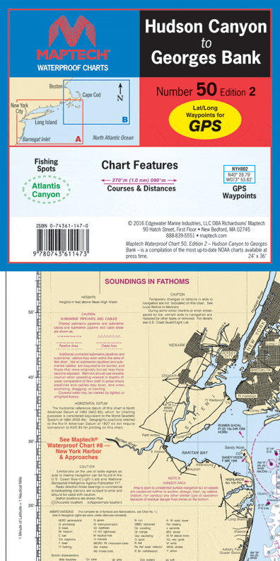 Hudson Canyon to Georges Bank Waterproof Chart, 2nd Edition