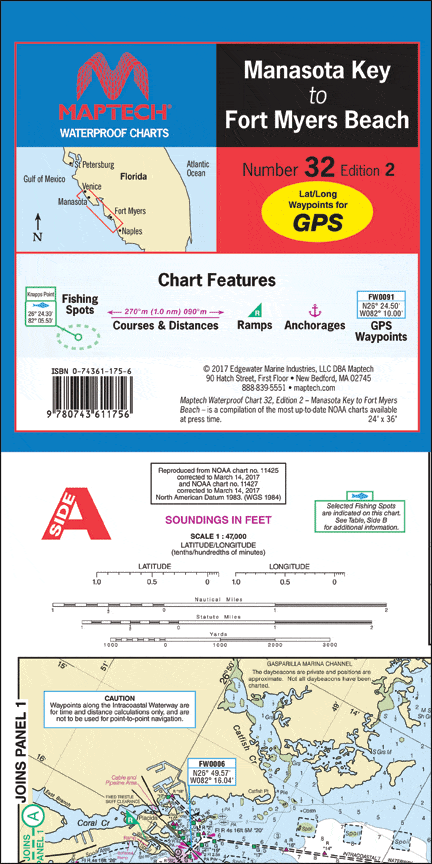 Manasota Key to Fort Myers Beach Waterproof Chart, 2nd Edition