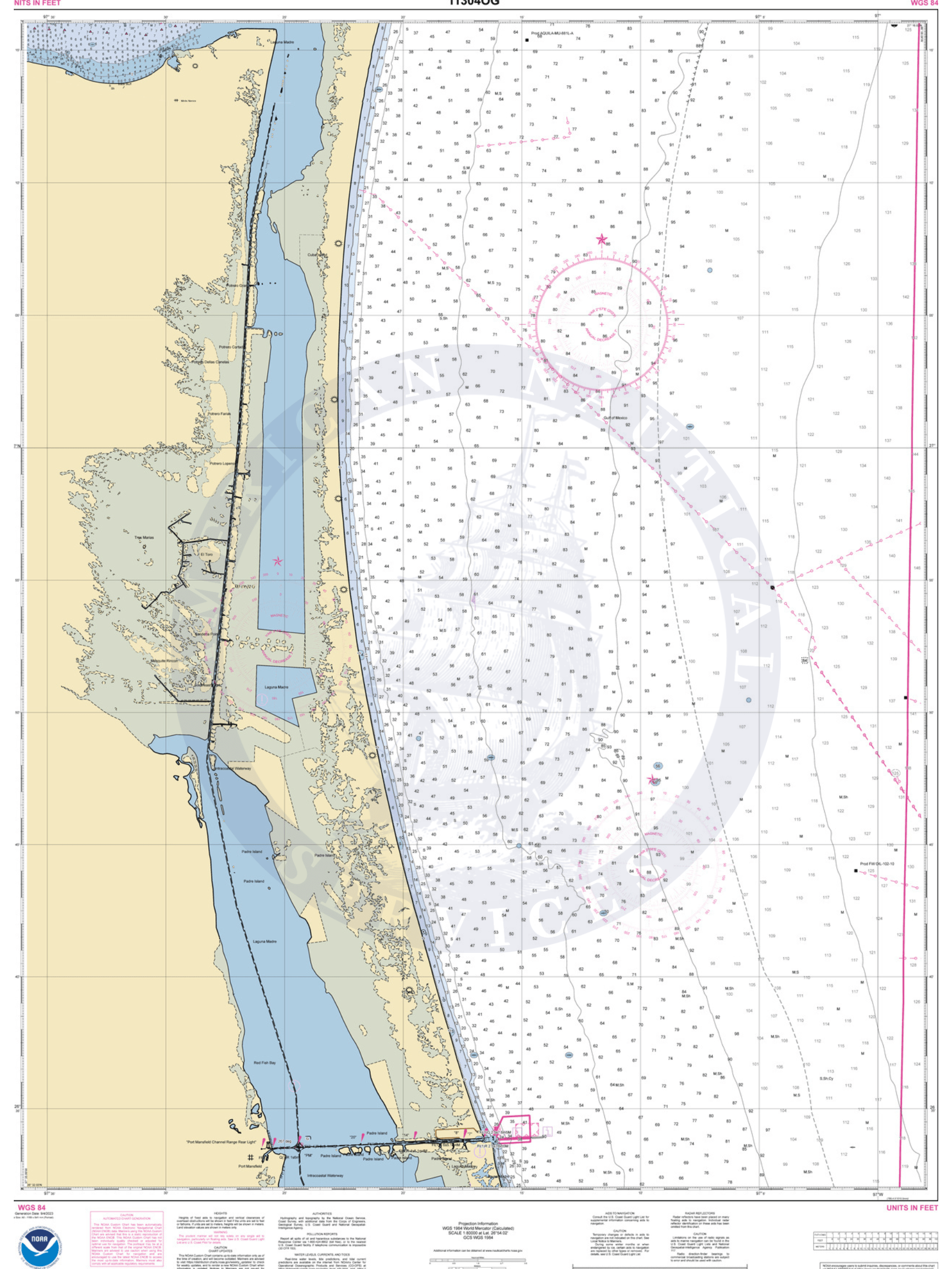 NOAA Nautical Chart 11304: Northern part of Laguna Madre
