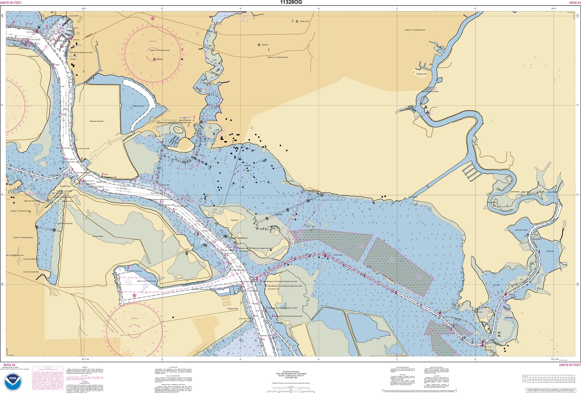 NOAA Nautical Chart 11328 Houston Ship Channel Amnautical