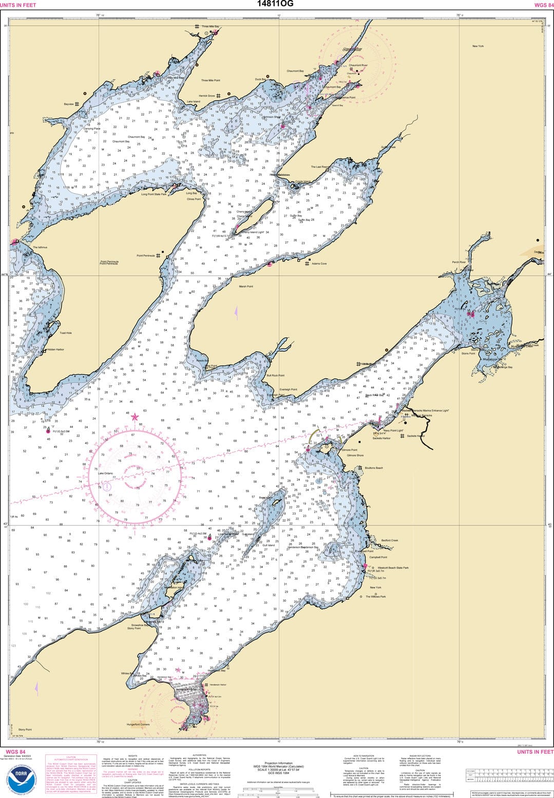 NOAA Nautical Chart 14811 Chaumont, Henderson and Black River Bays; S