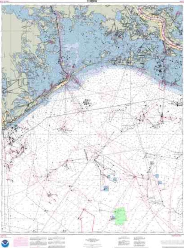 NOAA Nautical Chart 11358 Barataria Bay and Approaches Amnautical