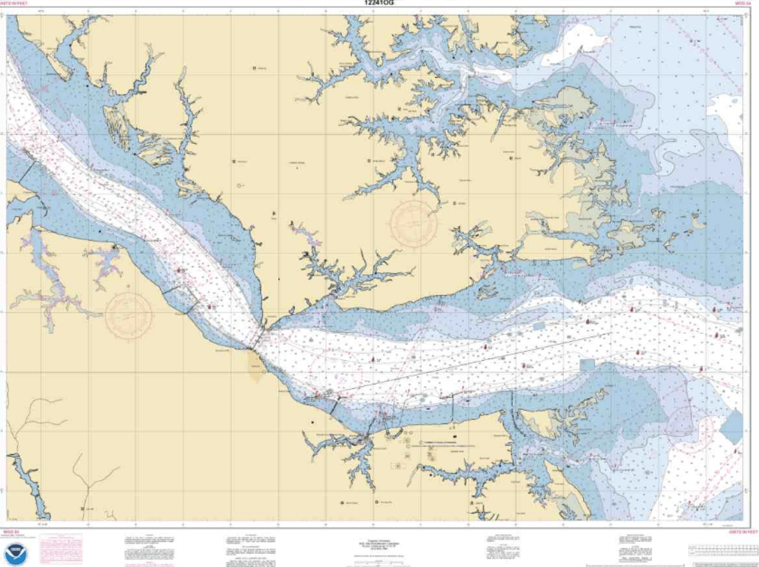 NOAA Nautical Chart 12241 York River Yorktown and Vicinity Amnautical