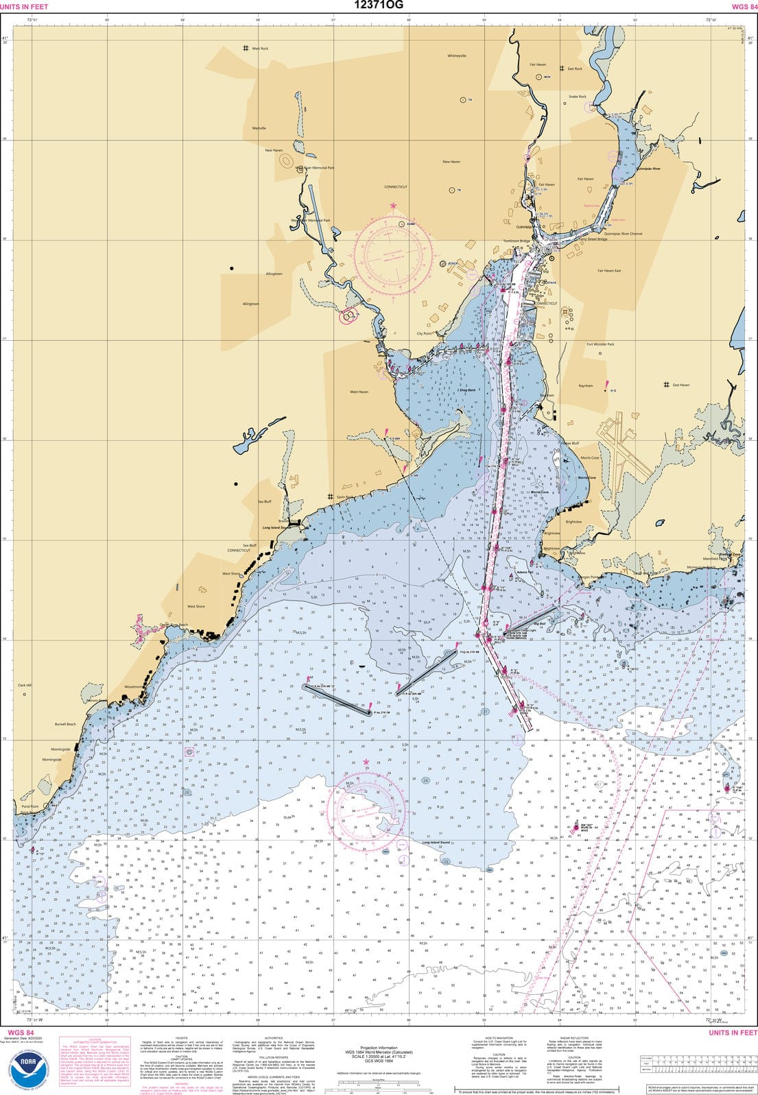 NOAA Nautical Chart 12371 New Haven Harbor; New Haven Harbor (Inset