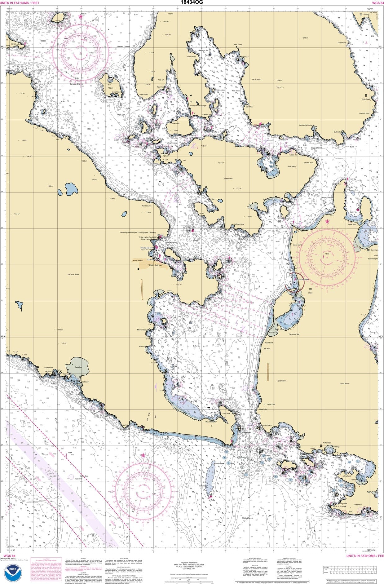 NOAA San Juan Islands NOAA Nautical Chart 18434 San Juan Channel