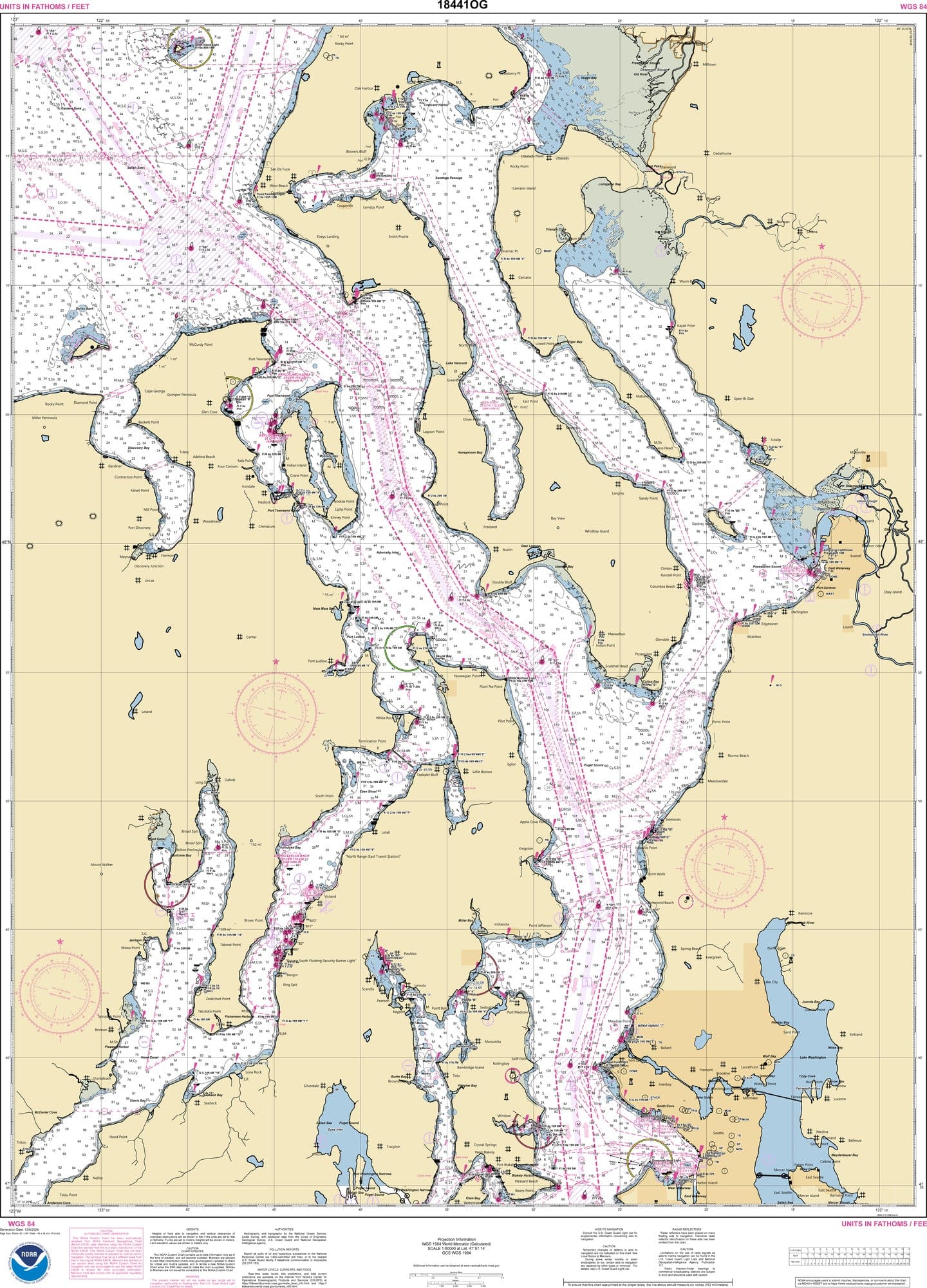 NOAA Nautical Chart 18441 Puget Soundnorthern part Amnautical