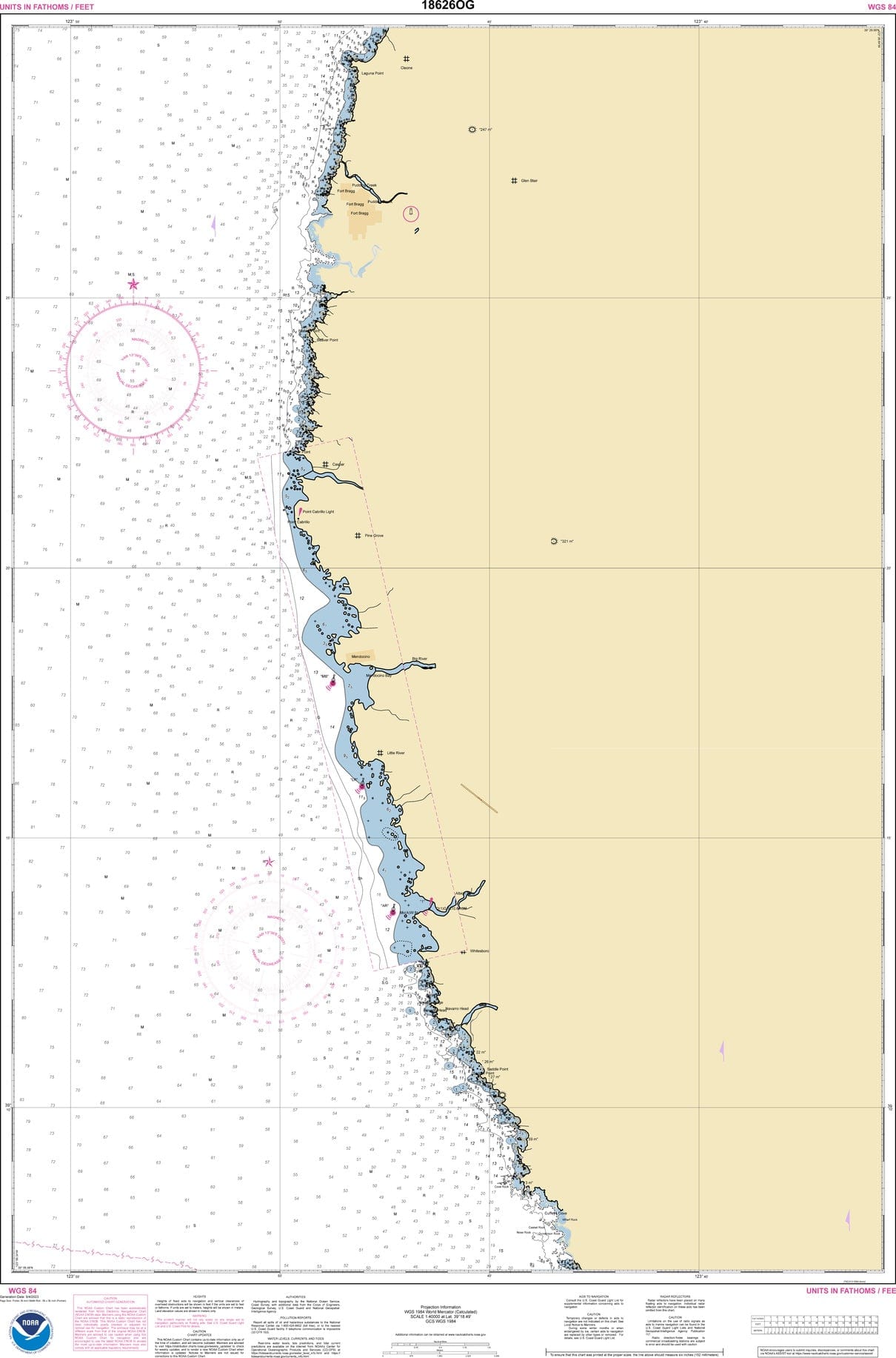 NOAA Nautical Chart 18626 Elk to Fort Bragg; Fort Bragg and Nayo Anch