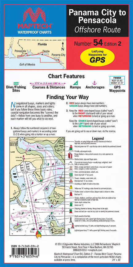 Panama City to Pensacola - Offshore Route Waterproof Chart, 2nd Edition