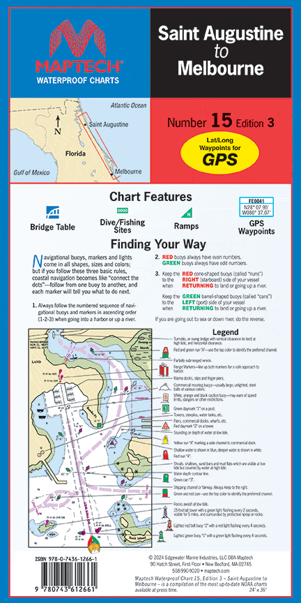 St. Augustine to Melbourne Waterproof Chart, 3rd Edition