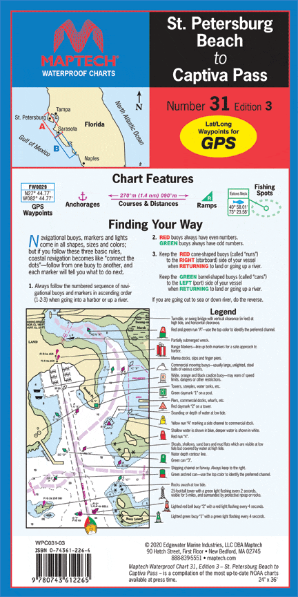 St. Petersburg Beach to Captiva Pass Waterproof Chart, 3rd Edition