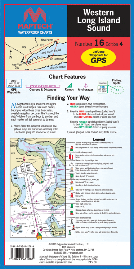 Western Long Island Sound Waterproof Chart, 4th Edition