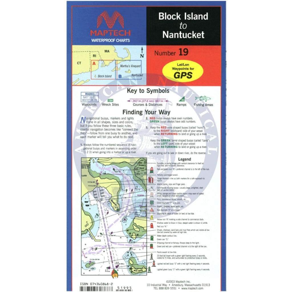 Block Island to Nantucket Waterproof Chart, 5th Edition