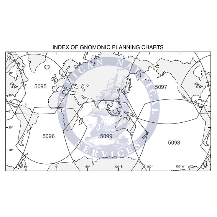British Admiralty Gnomonic Chart 5095: Great Circle Sailing North Atlantic Ocean