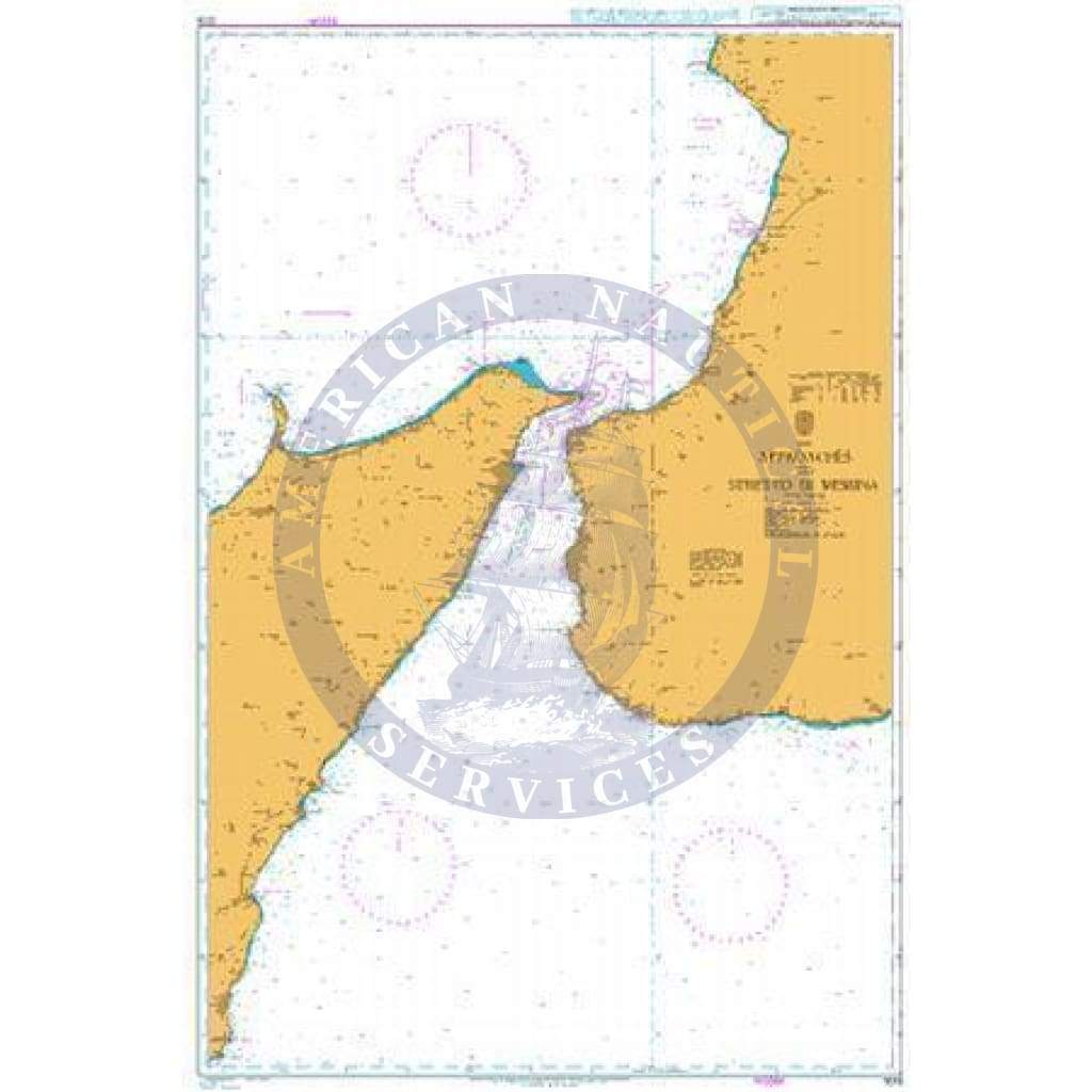 British Admiralty Nautical Chart 1018: Italy, Approaches to Stretto di Messina
