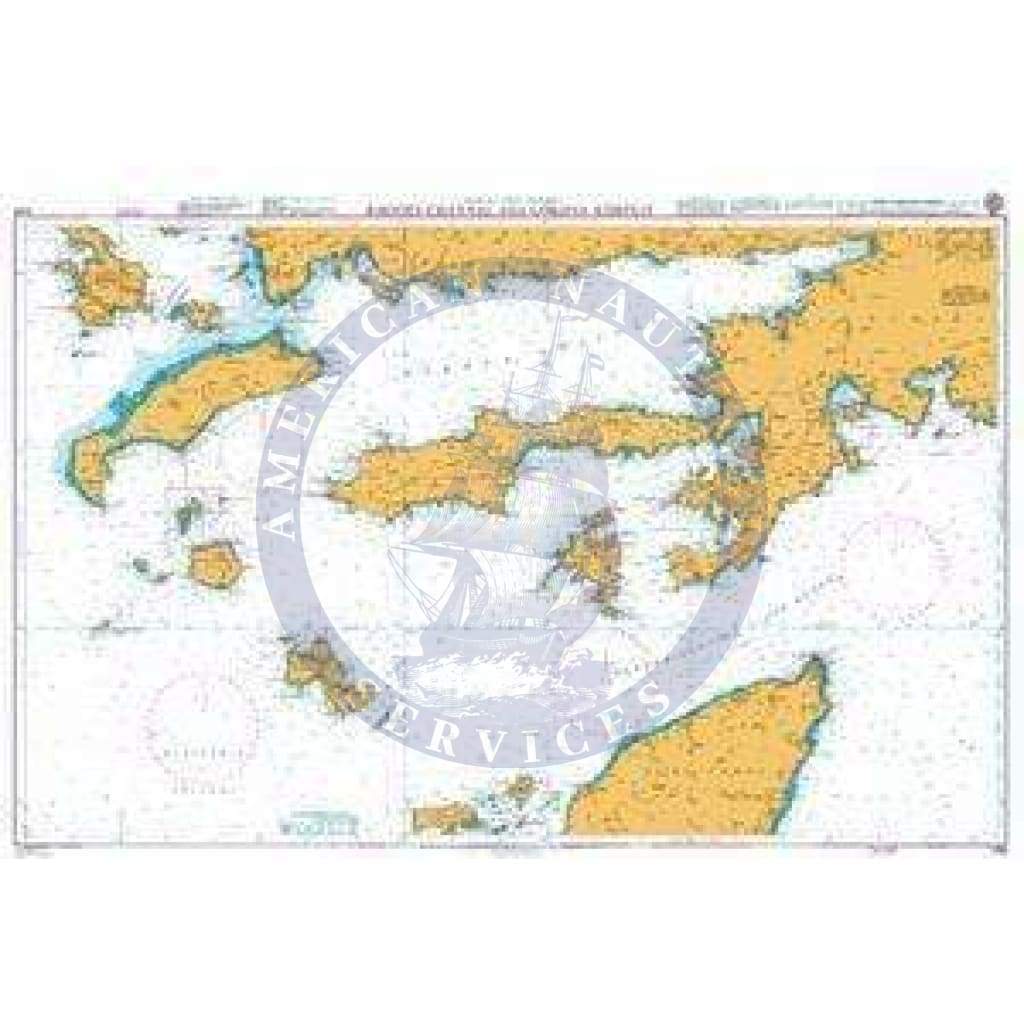 British Admiralty Nautical Chart 1055: Aegean Sea - Greece and Turkey, Rhodes Channel and Gökova Körfezİ