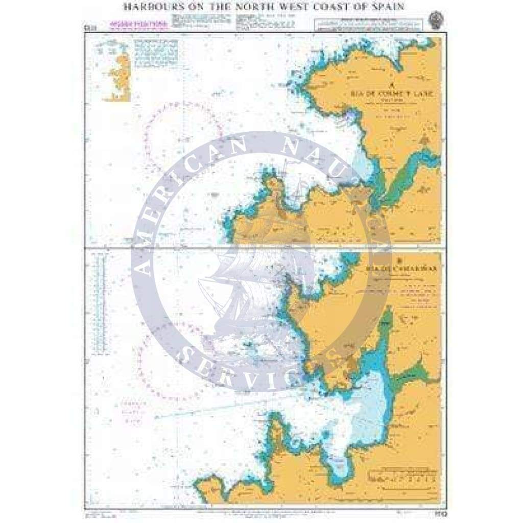 British Admiralty Nautical Chart  1113: Harbours on the North-West Coast of Spain