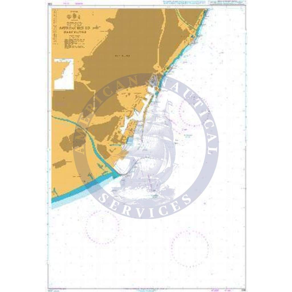 British Admiralty Nautical Chart  1196: Approaches to Barcelona