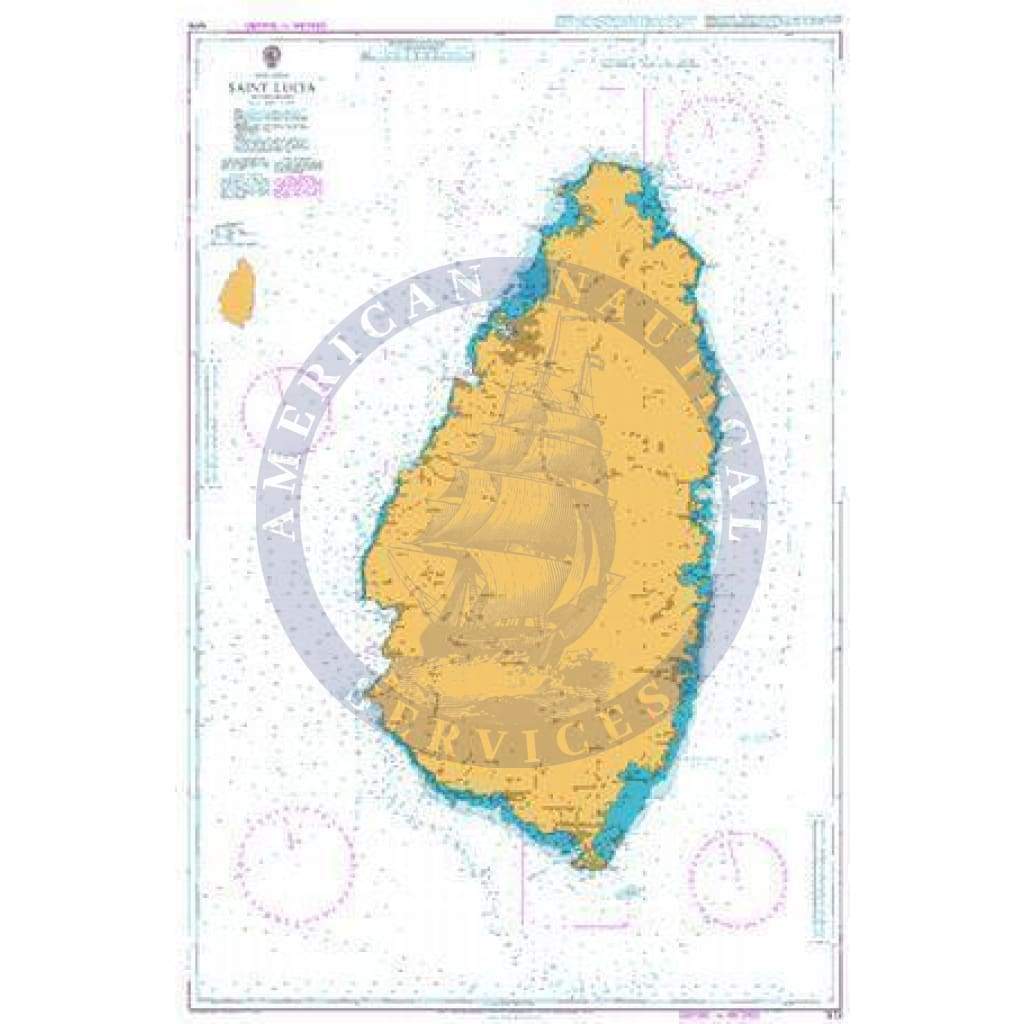 British Admiralty Nautical Chart  1273: Saint Lucia