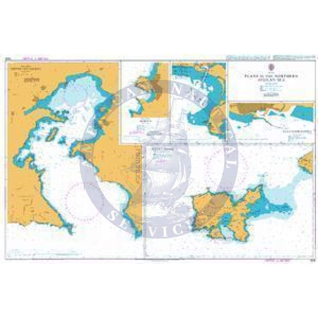 British Admiralty Nautical Chart  1636: Plans in the Northern Aegean Sea