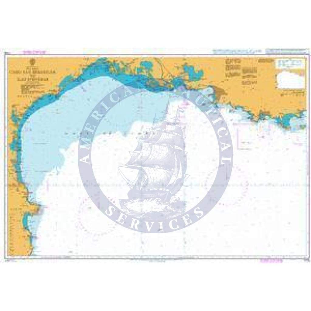 British Admiralty Nautical Chart 1705: Cabo San Sebastian to Iles d'Hyeres