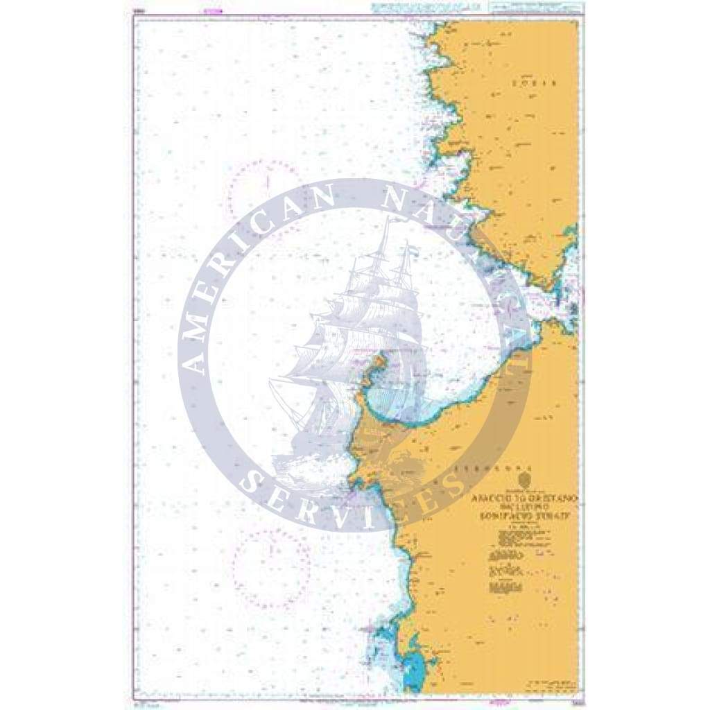British Admiralty Nautical Chart 1985: Mediterranean Sea, Ajaccio to Oristano including Bonifacio Strait