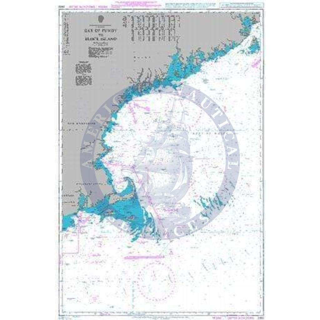 British Admiralty Nautical Chart 2492: Bay of Fundy to Block Island