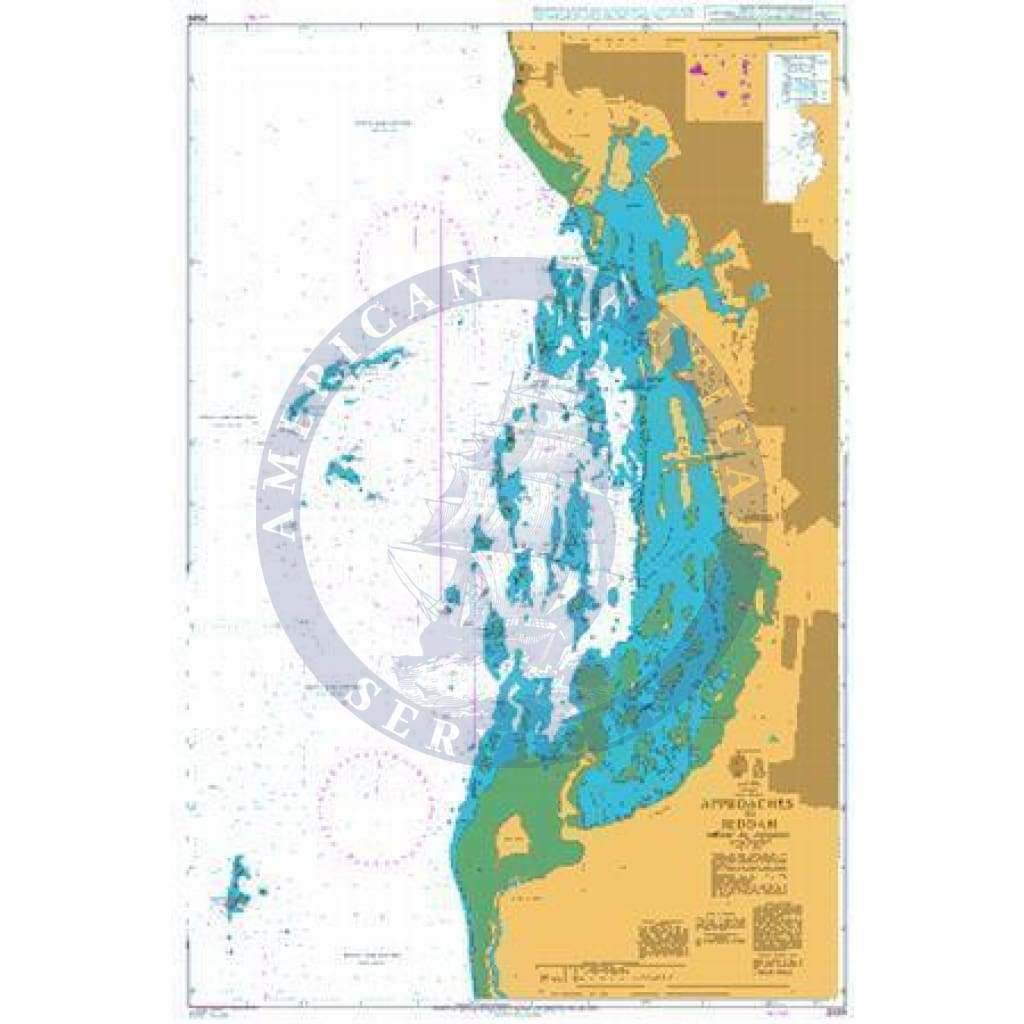 British Admiralty Nautical Chart  2599: Approaches to Jeddah ( Mina` al Jiddah )