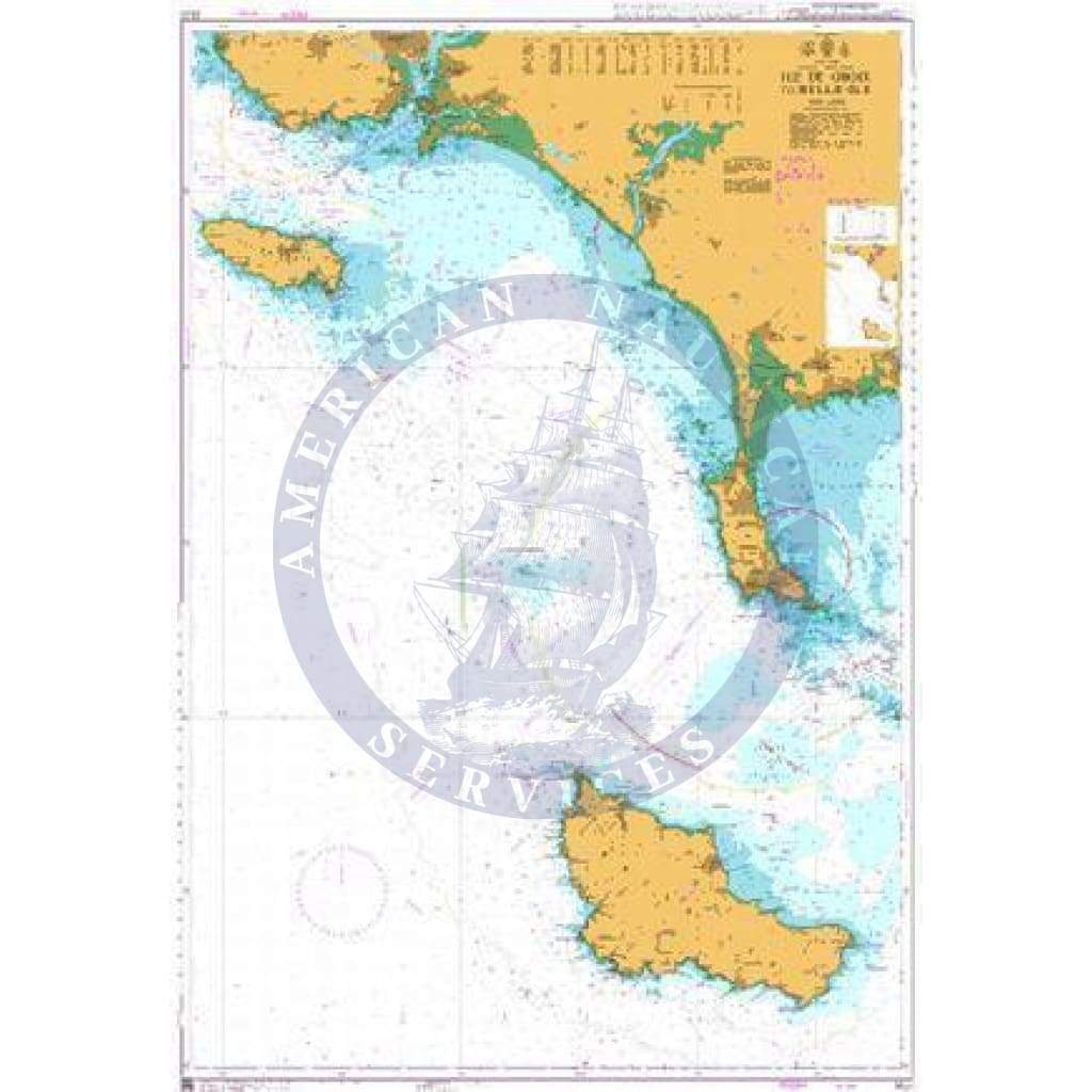 British Admiralty Nautical Chart 2822: France - West Coast, Ile de Groix to Belle-Ile