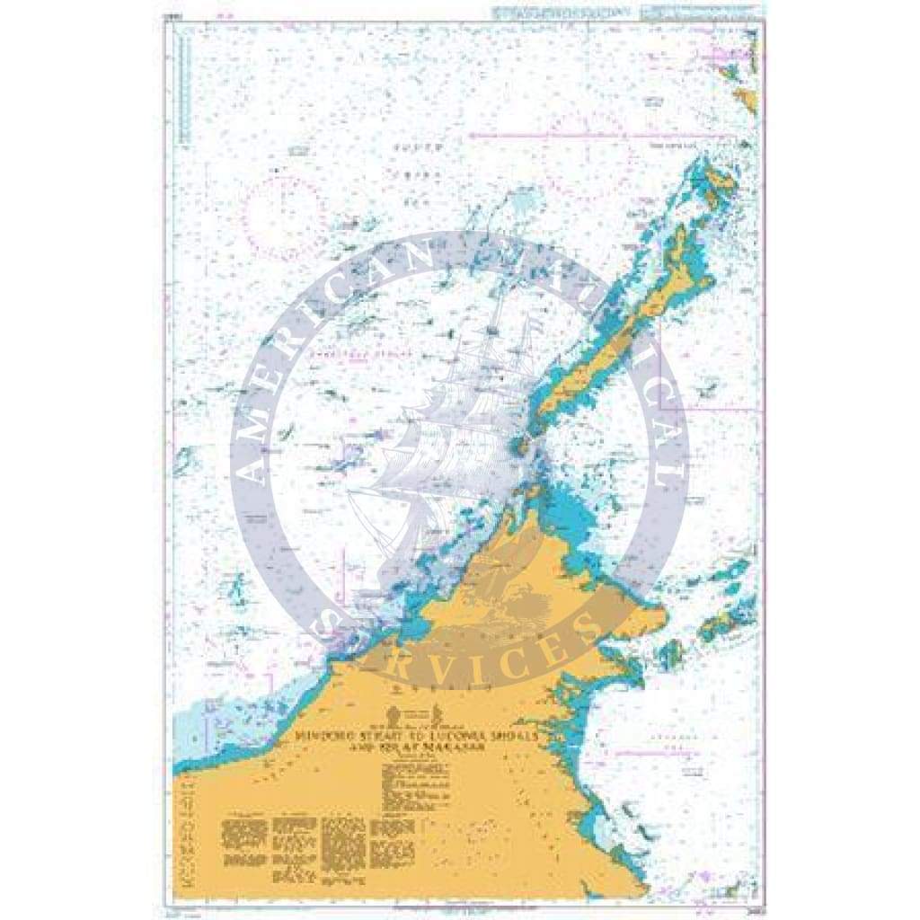 British Admiralty Nautical Chart 3483: Mindoro Strait to Luconia Shoals and Selat Makasar