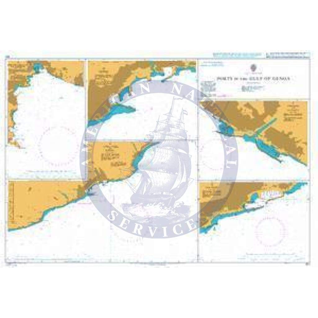 British Admiralty Nautical Chart 351: Italy, West Coast, Ports in the Gulf of Genoa