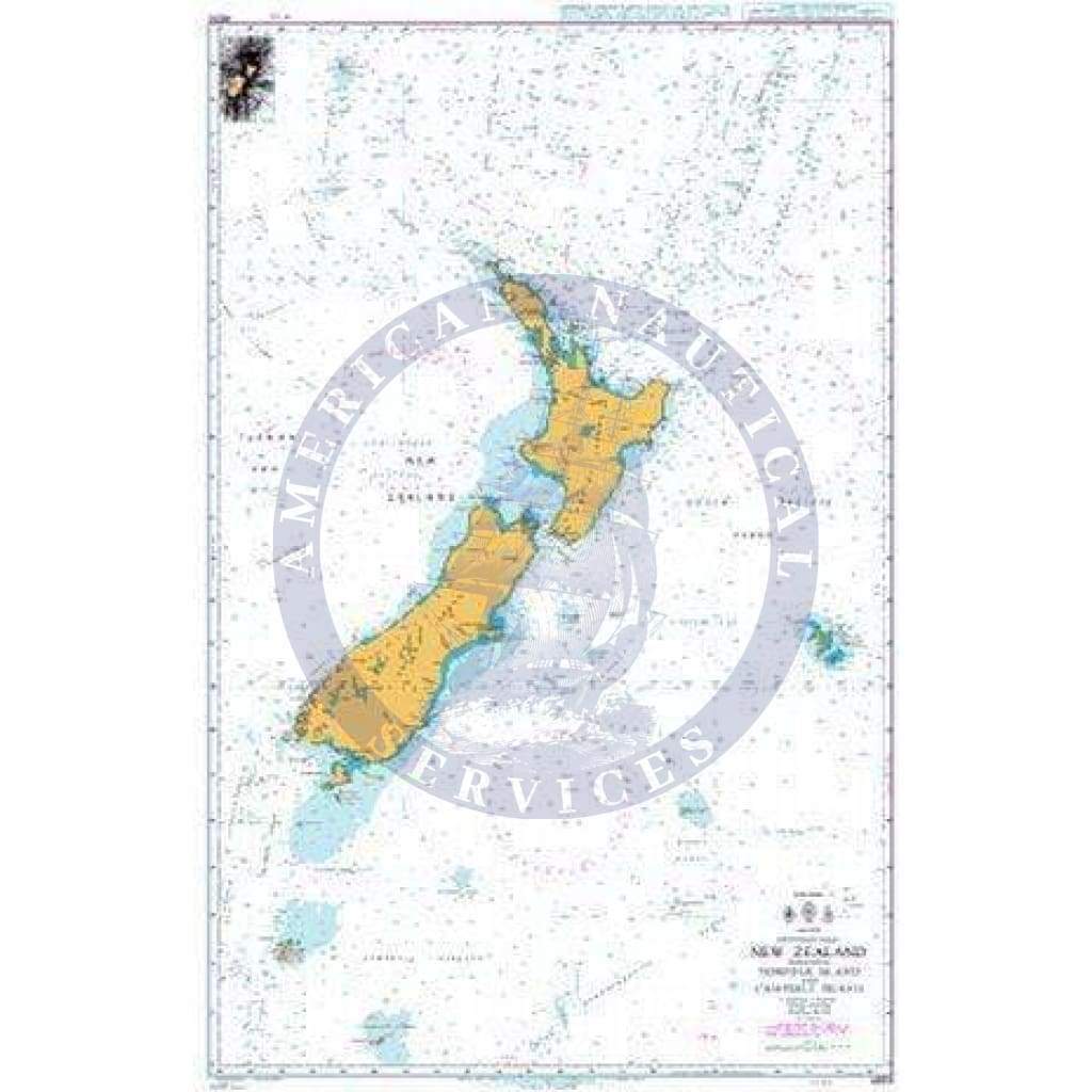 British Admiralty Nautical Chart 4600: New Zealand including Norfolk Island and Campbell Island