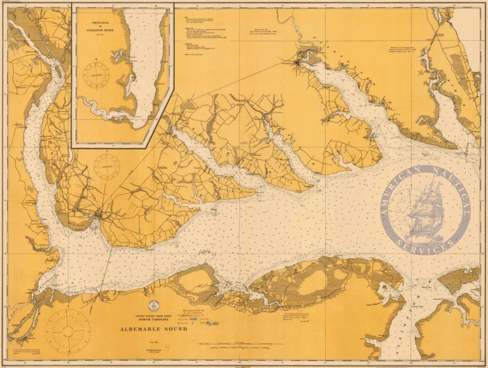 Historical Nautical Chart 1228-05-1913: NC, Albemarle Sound Year 1913