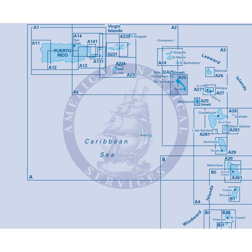 Imray Chart A25: St Eustatius, St Christopher, Nevis, Monserrat and Saba