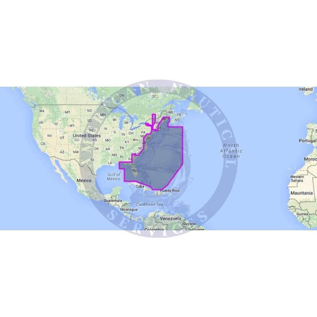 MapMedia C-Map Wide Vector Chart: WVJNAM022MAP - USA - East Coast and Bahamas (Update)