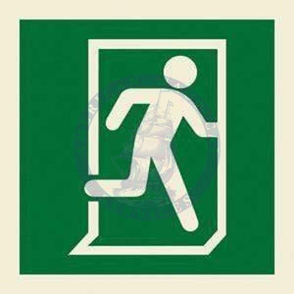 Marine Direction Sign: Running man symbol to right
