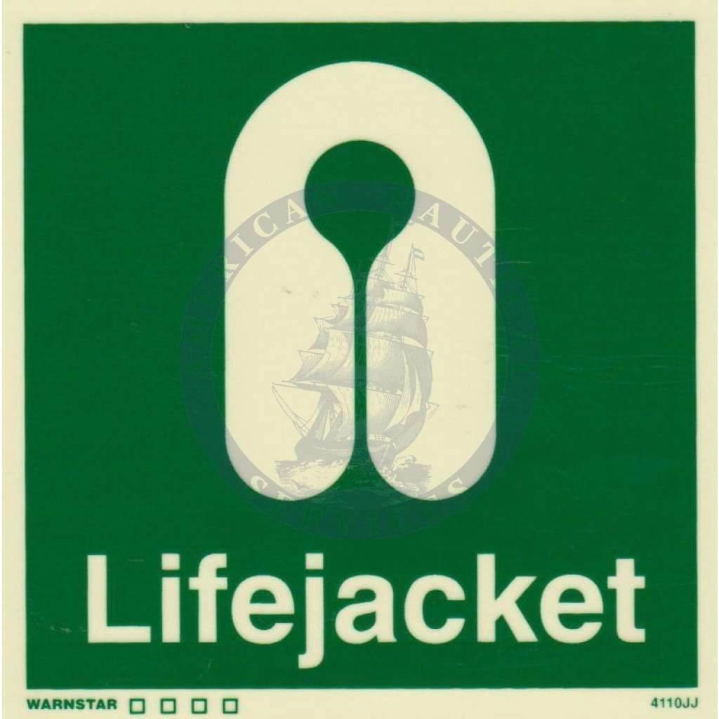 Marine Safety Sign, IMO Life Saving App. Symbol: Lifejacket With Text