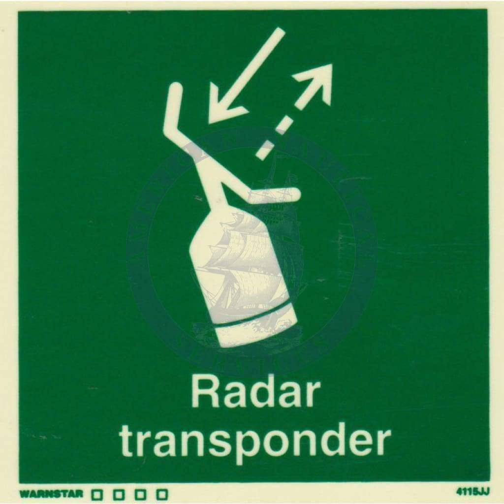 Marine Safety Sign, IMO Life Saving App. Symbol: Radar Transponder - With Text
