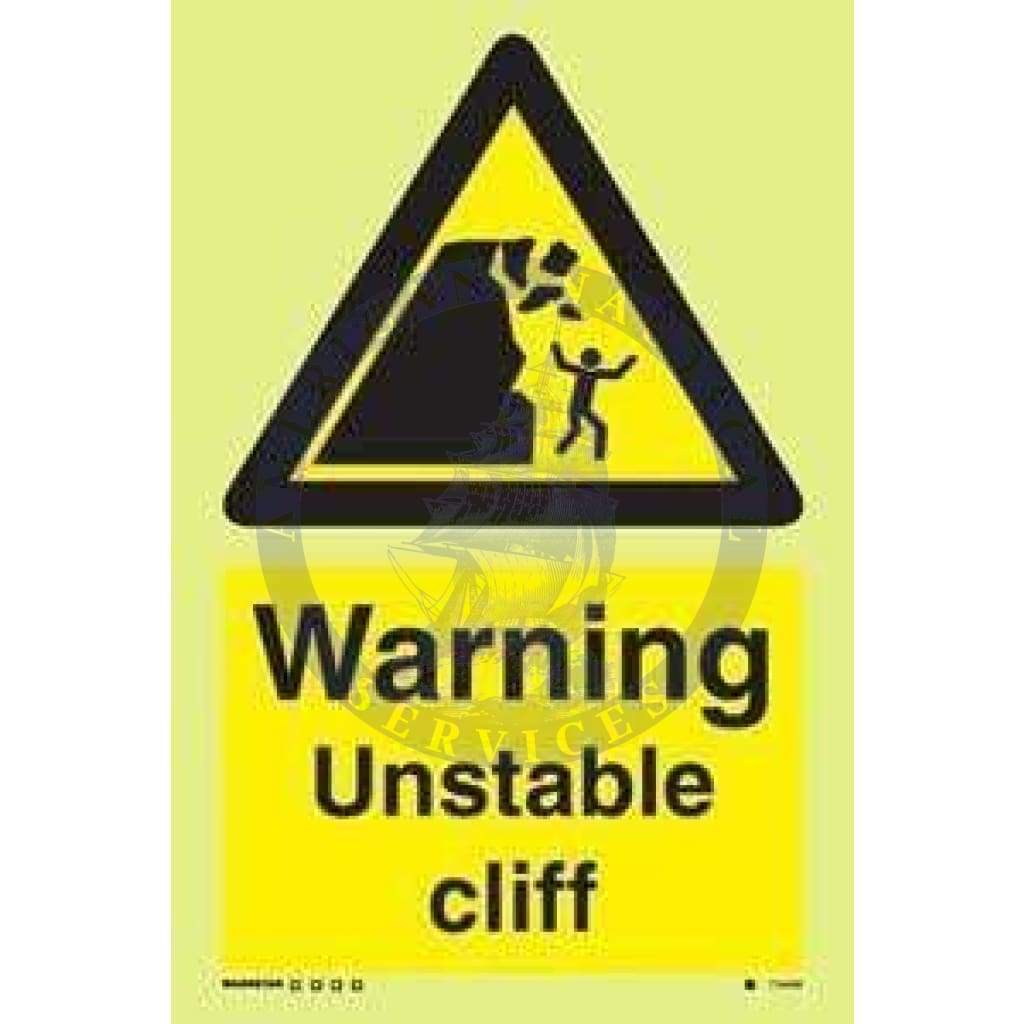 Marine Water Safety Sign: Warning Unstable Cliff