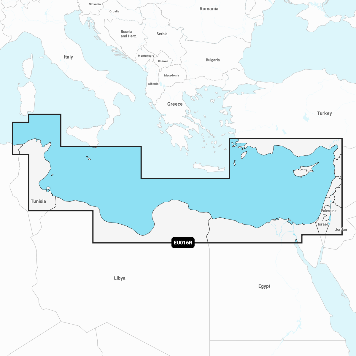 Navionics+ Chart EU016R: Mediterranean Sea, Southeast