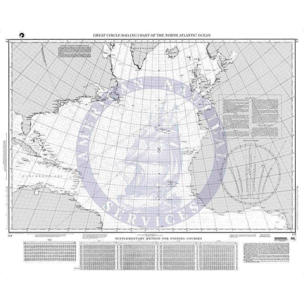 NGA Chart 17: Great Circle Sailing Chart of the North Atlantic Ocean