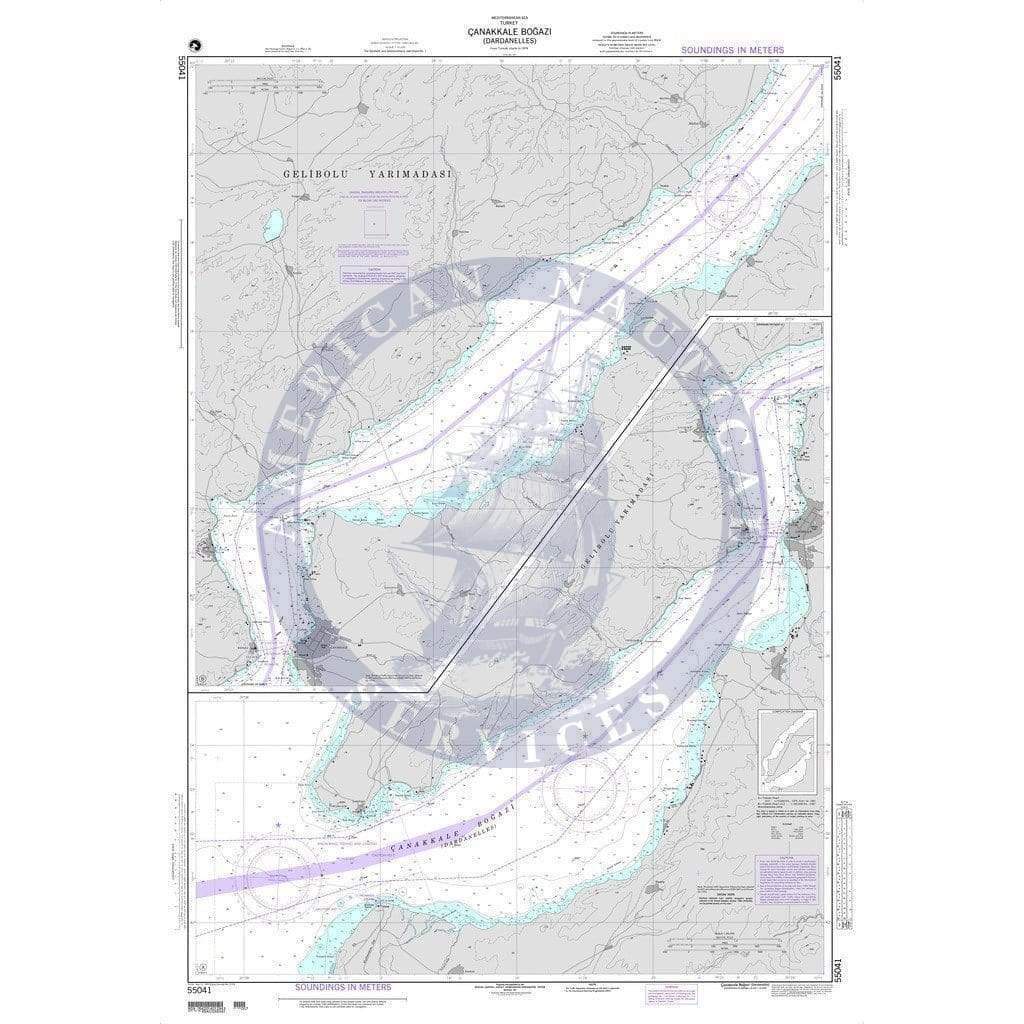 NGA Chart 55041: Canakkale Bogazi (Dardanelles) (Turkey)