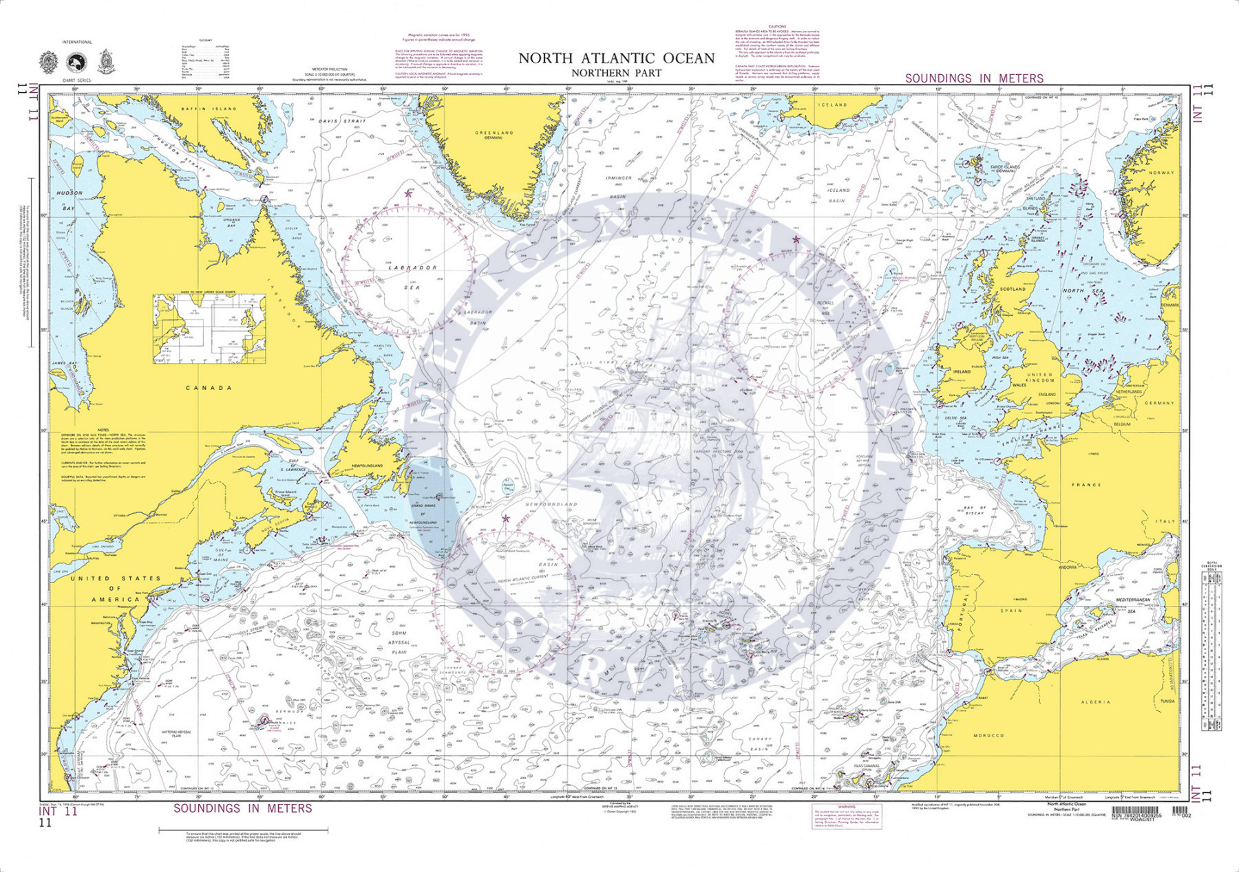 NGA Nautical Chart 11: North Atlantic Ocean (Northern Part)