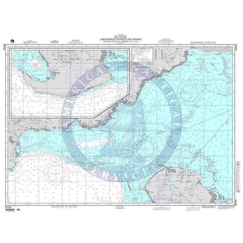 NGA Nautical Chart 27141: Cabo Frances to Punta Las Cayamas including Isla de la Juventud (Isla de Pinos)