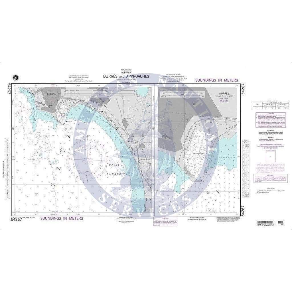 NGA Nautical Chart 54267: Durres and Approaches (Albania-Adriatic Sea)