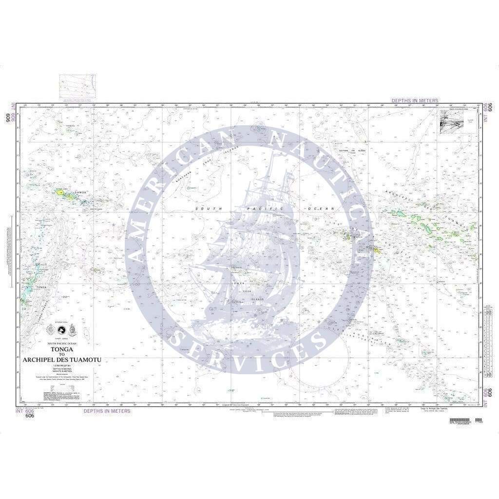 NGA Nautical Chart 606: Tonga to Archipel des Tuamotu (OMEGA)