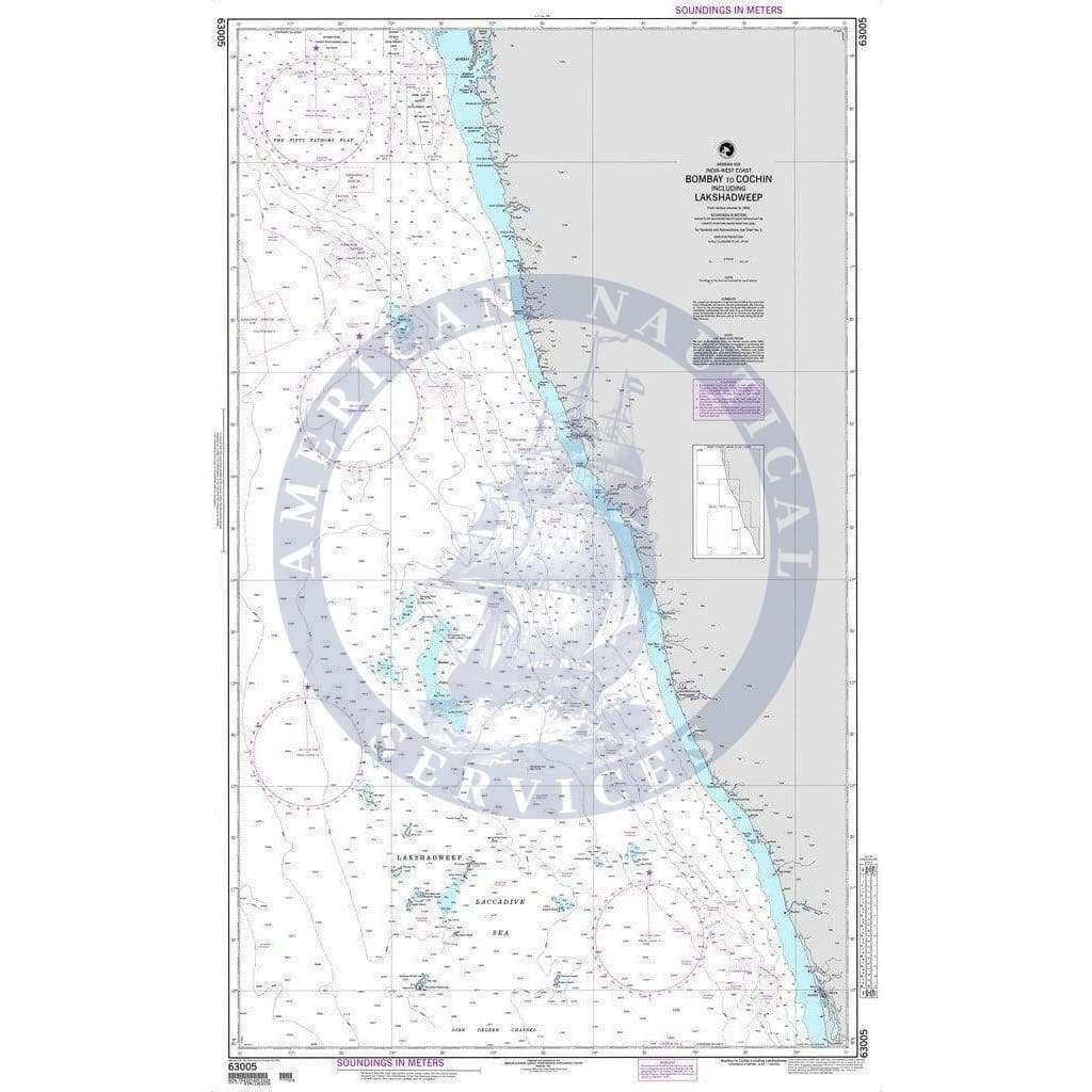 NGA Nautical Chart 63005: Bombay to Cochin including the Lakshadweep