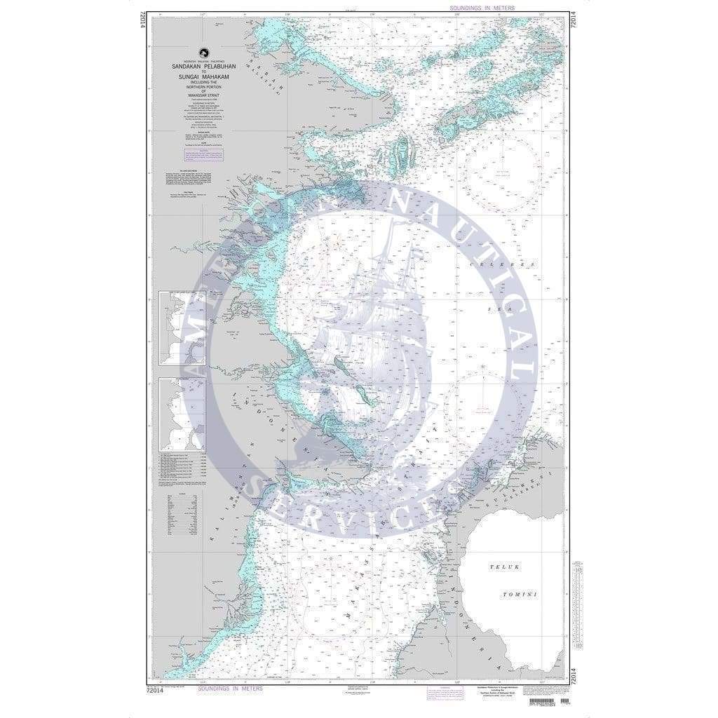 NGA Nautical Chart 72014: Sandakan Pelabuhan to Sungai Manhakam including the Northern Portion of Makassar Strait